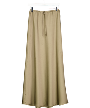 DISSH Brown Drawstring Satin Maxi Skirt UK 6