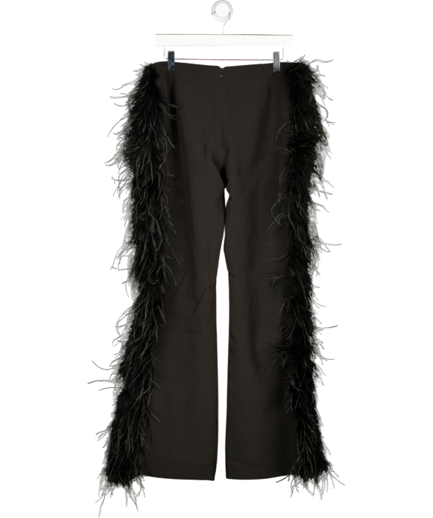 MELROSE HAUS Black Feather Trim Cali Trousers UK M
