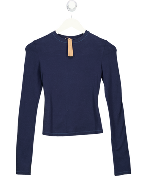 SKIMS Navy Blue Cotton Jersey Long Sleeve T-shirt UK S