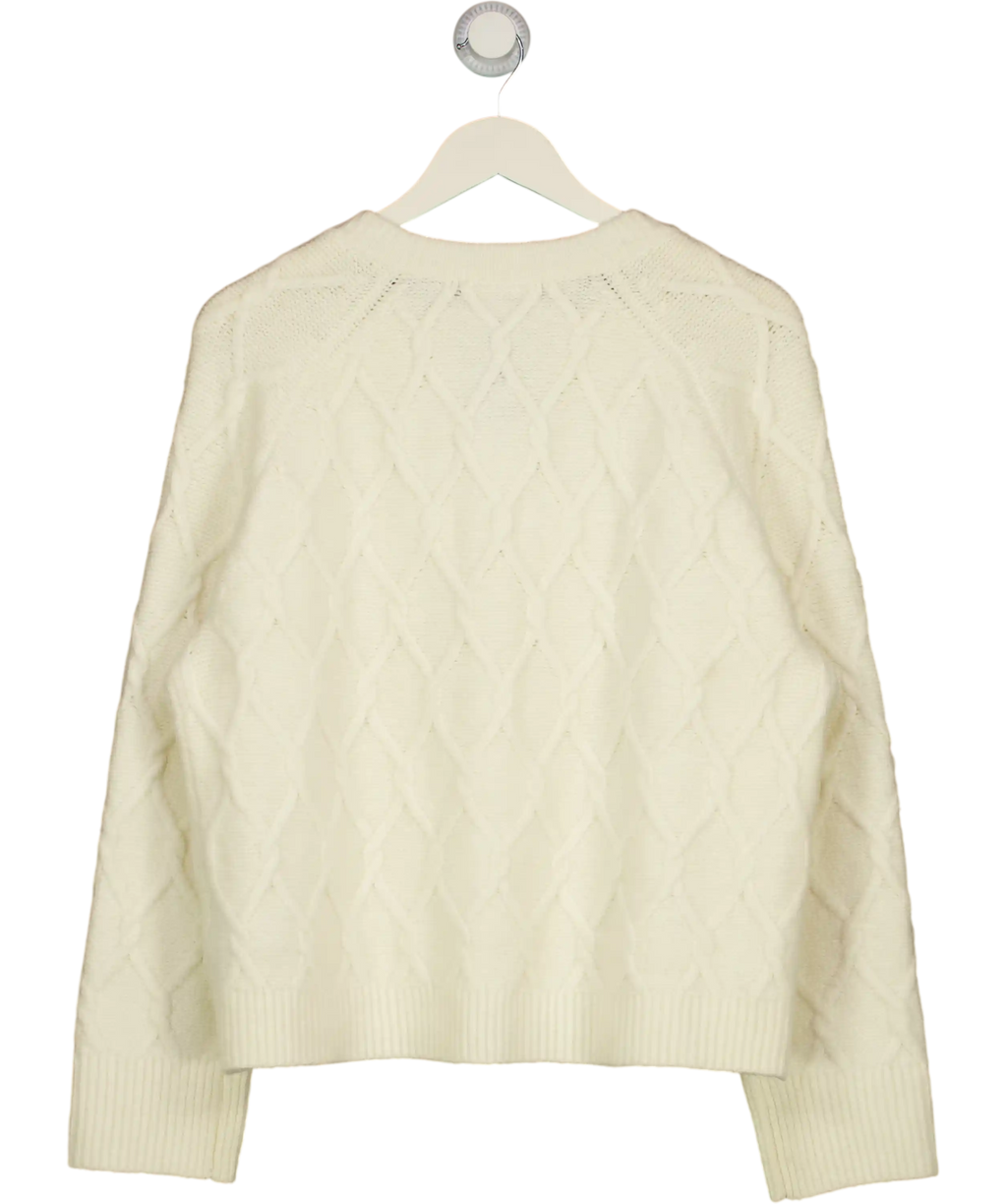 ABERCROMBIE & FITCH Cream Cable-knit Crew Cardigan UK XL