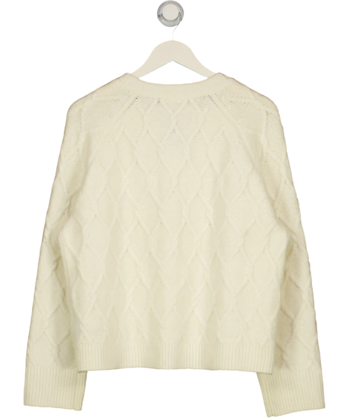 ABERCROMBIE & FITCH Cream Cable-knit Crew Cardigan UK XL