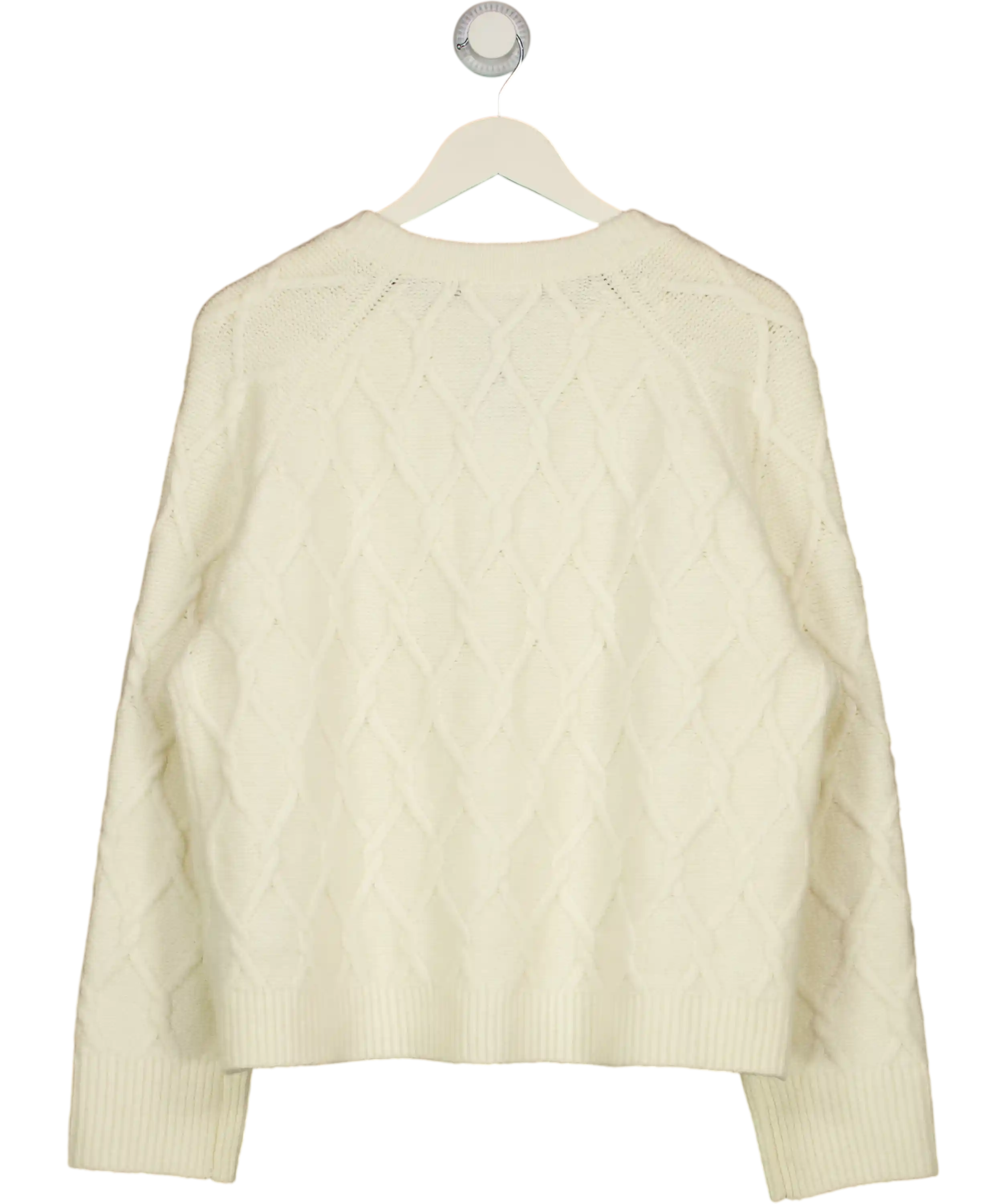 ABERCROMBIE & FITCH Cream Cable-knit Crew Cardigan UK XL