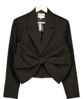 NA-KD Black Oversized-bow Cropped Blazer UK 8