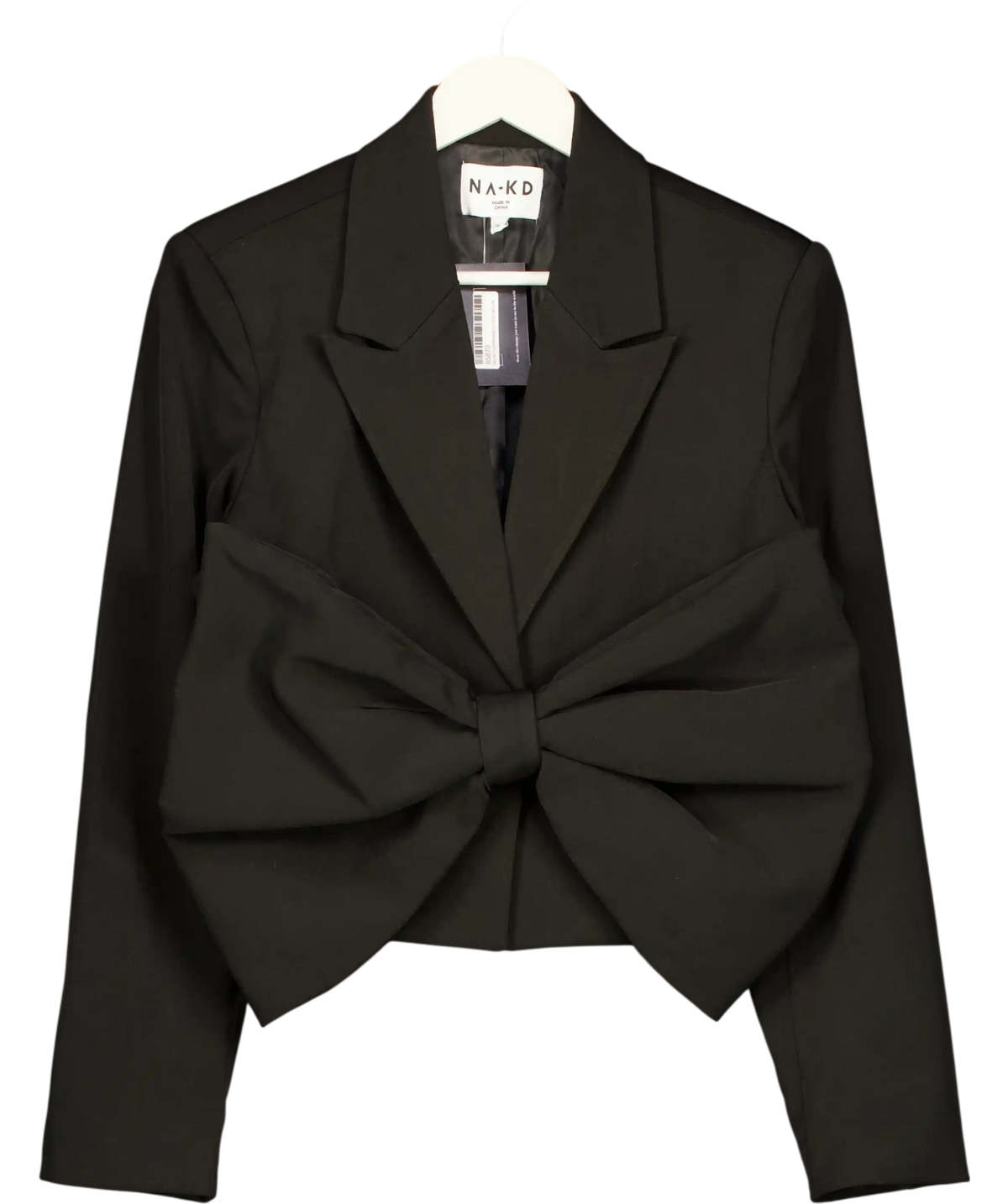 NA-KD Black Oversized-bow Cropped Blazer UK 8