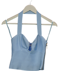 ASOS Blue Bandage Halterneck Top With Plunge Bar Detail UK 8