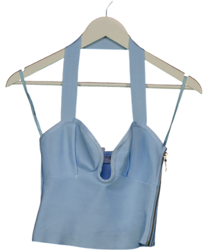ASOS Blue Bandage Halterneck Top With Plunge Bar Detail UK 8