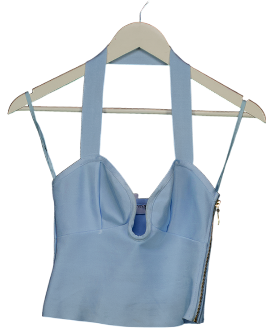 ASOS Blue Bandage Halterneck Top With Plunge Bar Detail UK 8