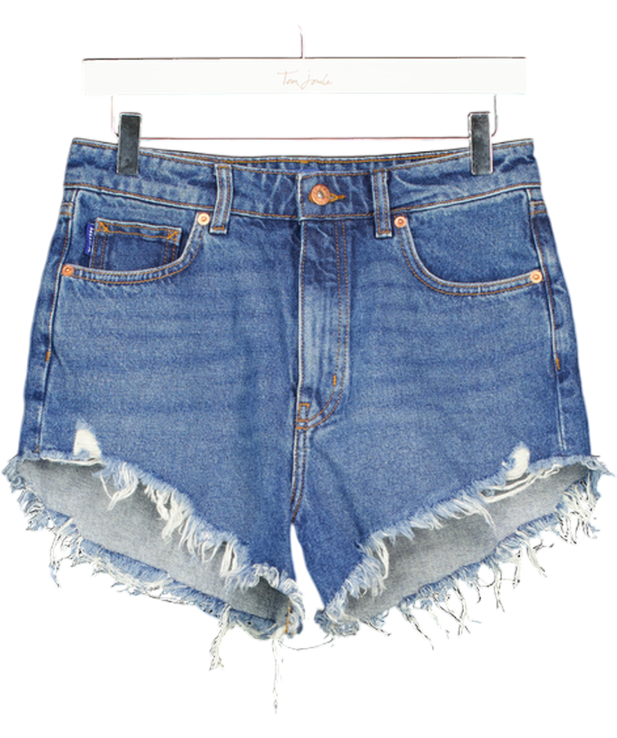 HUGO BOSS Blue High Waisted Distressed Denim Shorts W28
