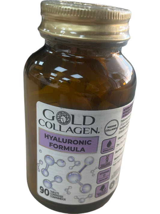 Gold Collagen Hyaluronic Supplement for Skin Hydration & Wrinkles Reduction 90 Tablets