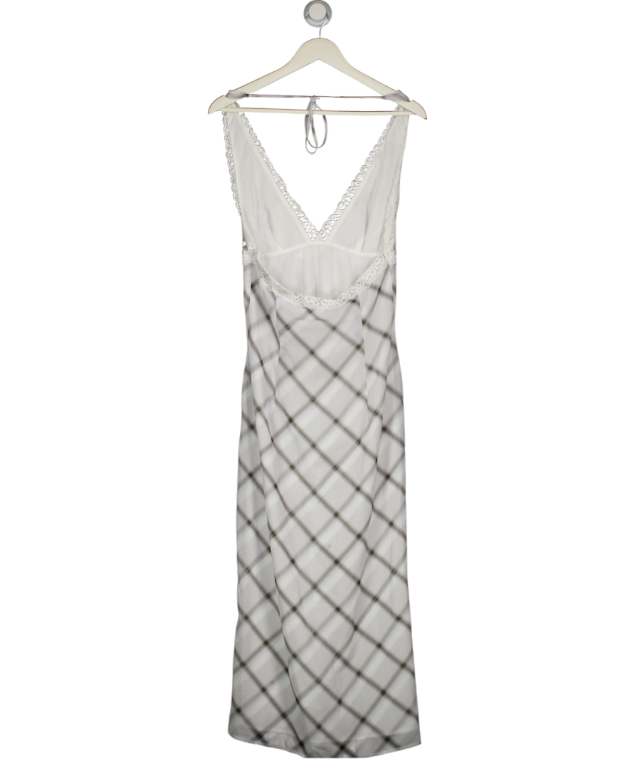 WHITE FOX White Champagne Dream Midi Dress Shadow Check UK M