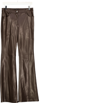 MANGO Brown Faux-leather Flared Trousers UK 6