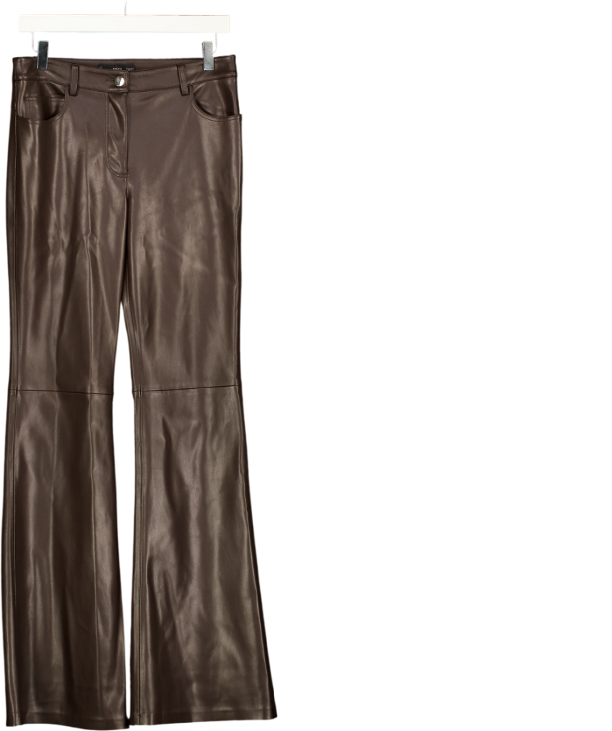 MANGO Brown Faux-leather Flared Trousers UK 6
