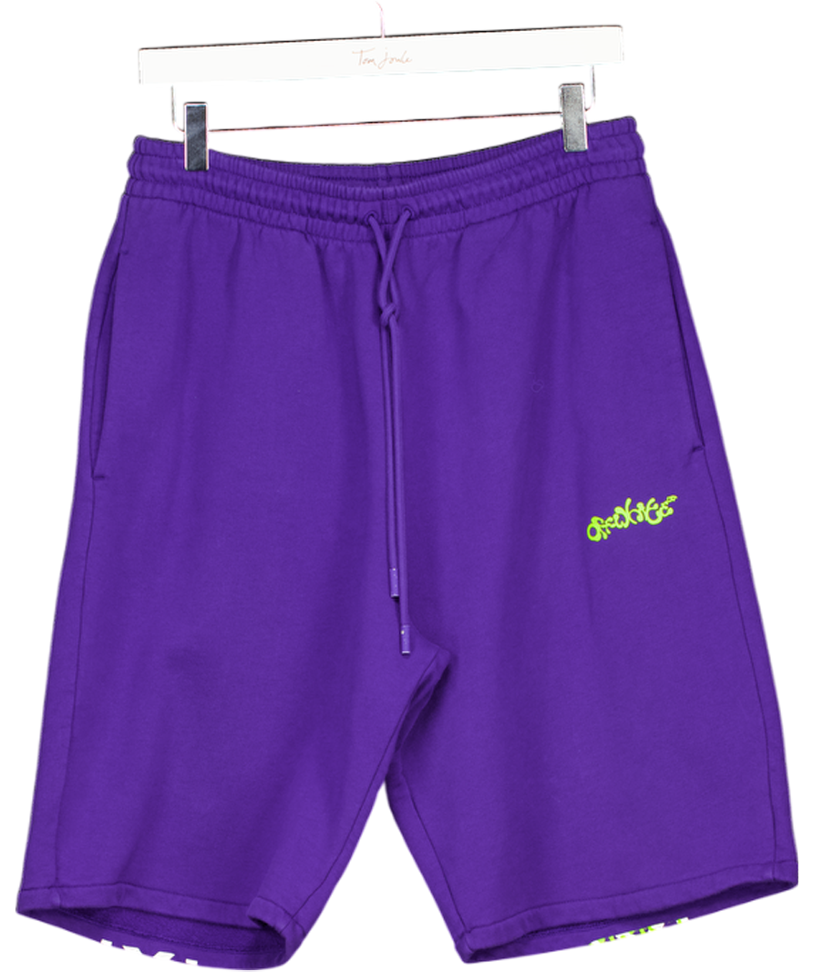 Off-White Off-white Opposite Arrow Sweat Shorts In Purple / Lime UK S