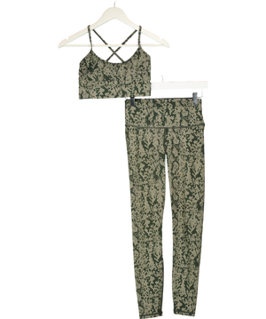 VARLEY Green 2-piece Brown Snake Print Sports Top & Leggings Set UK XS