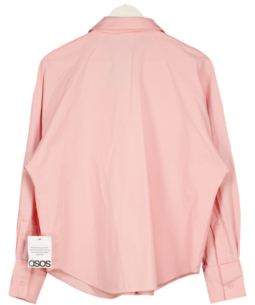 ASOS Design Oversized Shirt With Tie In Pink UK 8