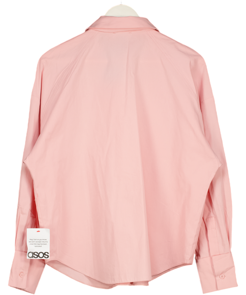 ASOS Design Oversized Shirt With Tie In Pink UK 8