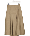 SELFWHO Brown High Waist Casual Half-length Pleated Skirt UK S