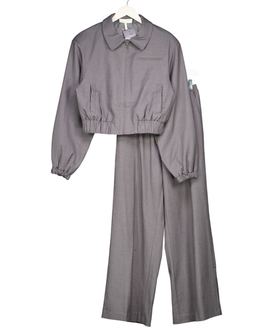 The Couture Club 2-piece Grey Tailored Jacket And Wide Leg Trouser Set UK 8