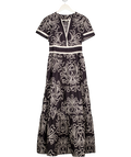 ANTHROPOLOGIE Navy Blue & White Print The Somerset Maxi Dress UK XXS