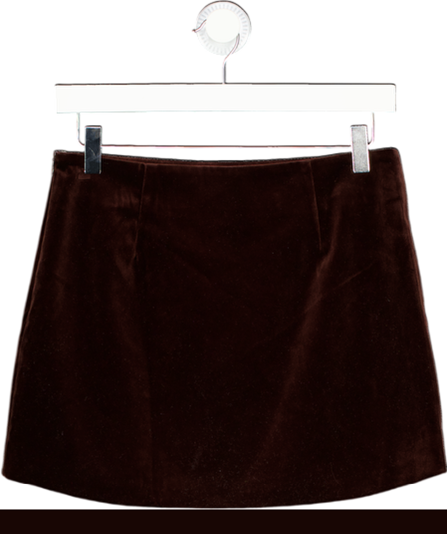 ASTR the Label Brown Vox Velvet Mini Skirt UK XS