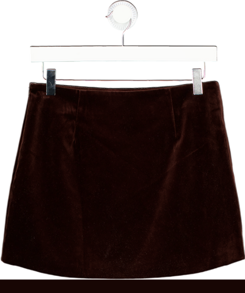 ASTR the Label Brown Vox Velvet Mini Skirt UK XS