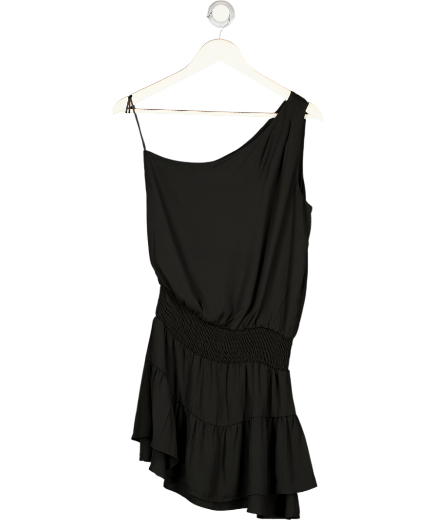 KRISA Black One Shoulder Ruffle Dress UK XS