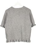 ZARA Grey Knit Short Sleeve Jumper With Ruffles UK XL