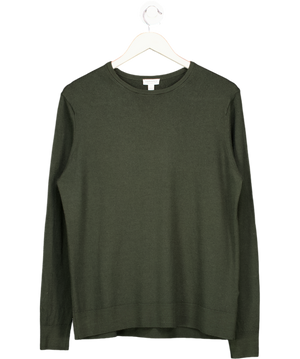 Sunspel Green Extra‑fine Merino Crew Neck UK L