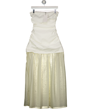 ZARA Ivory White Combination Strapless Midi Dress UK S