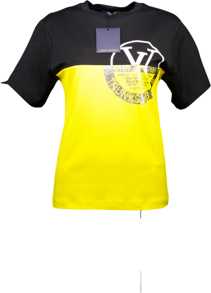 Louis Vuitton Black /yellow Color Block Lv World Stamp T-shirt UK XS