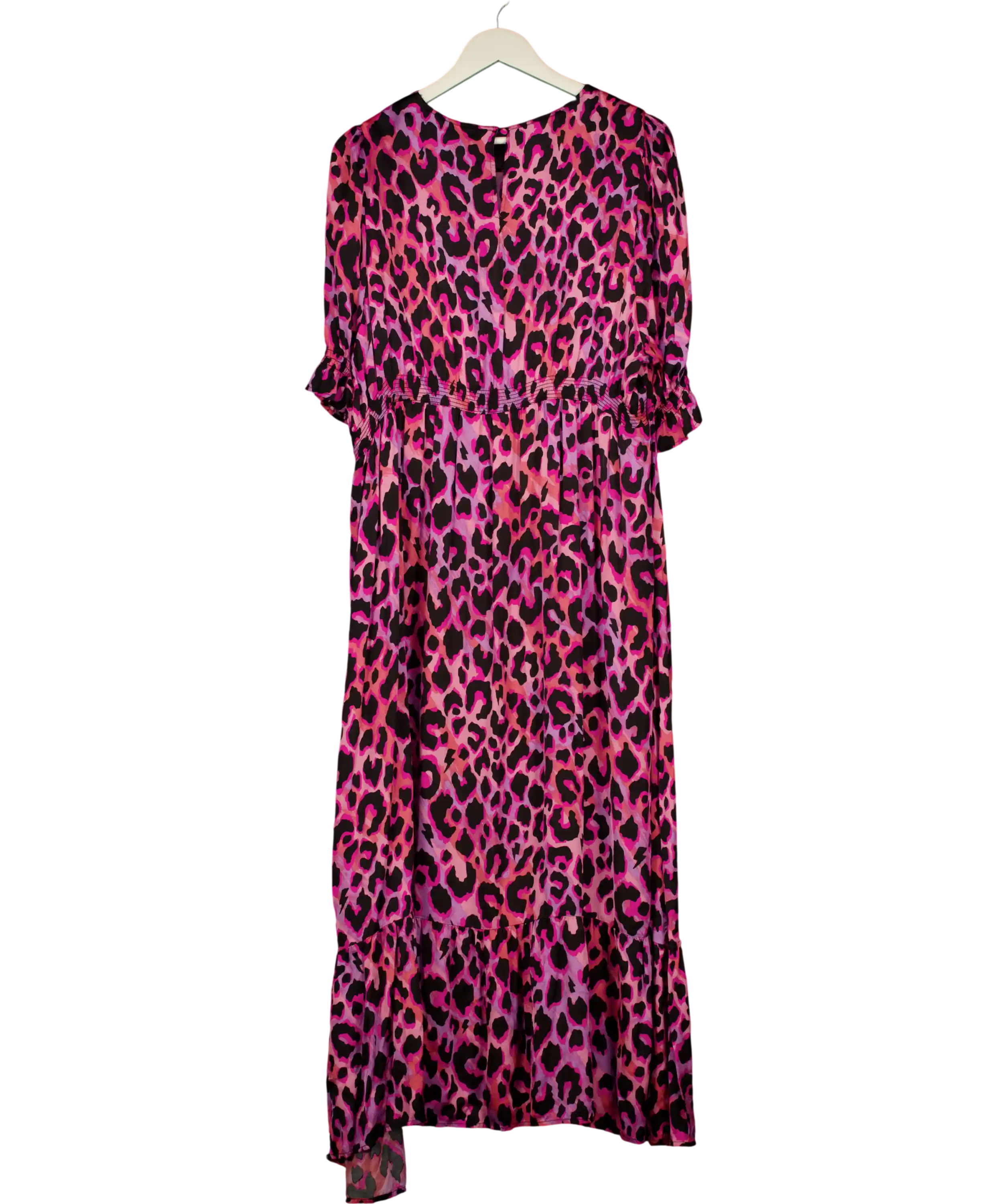 SCAMP & DUDE Pink Mix Satin Shirred Back & Sleeve Midi Tea Dress UK 22