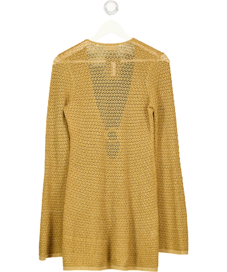 MONDAY SWIMWEAR Yellow Montego Mini Dress - Antique Gold Lace Crochet UK M