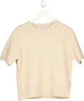FOREVER NEW Beige Short Sleeve Knitted T-shirt Oatmilk UK S
