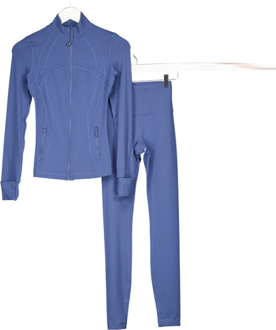 LULULEMON 2-piece Blue Define Jacket And Leggings Set Us2 UK 6