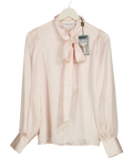 HOLLAND COOPER Ariella Satin Tie-neck  Blouse Blush Pink UK 10