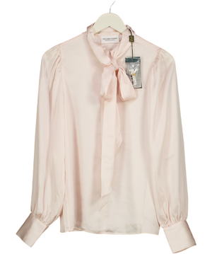 HOLLAND COOPER Ariella Satin Tie-neck  Blouse Blush Pink UK 10
