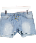 MELISSA ODABASH Blue Denim Alexi Lace Up Denim Shorts UK S
