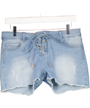 MELISSA ODABASH Blue Denim Alexi Lace Up Denim Shorts UK S