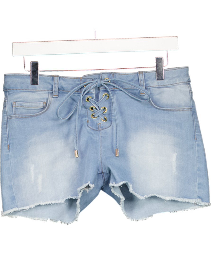 MELISSA ODABASH Blue Denim Alexi Lace Up Denim Shorts UK S
