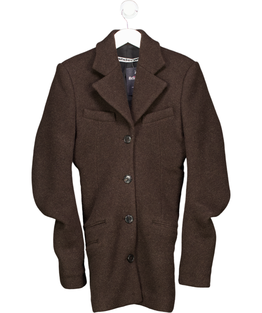 Alexander Wang Brown Stretch Felt Wool Fitted Blazer Us6 UK 10