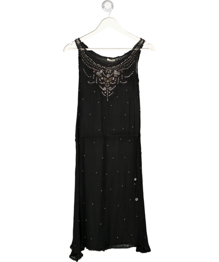 Cacharel Black Sheer Beaded Sleeveless Dress UK 12
