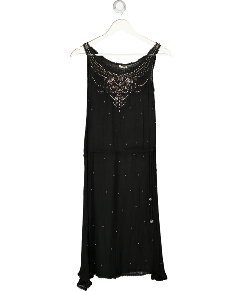 Cacharel Black Sheer Beaded Sleeveless Dress UK 12