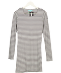 MELISSA ODABASH White / Navy /silver Striped Long Sleeve Jersey Mini Dress UK M