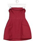OH POLLY Foldover-neck Strapless Structured A-line Mini Dress In Wine Red UK 8