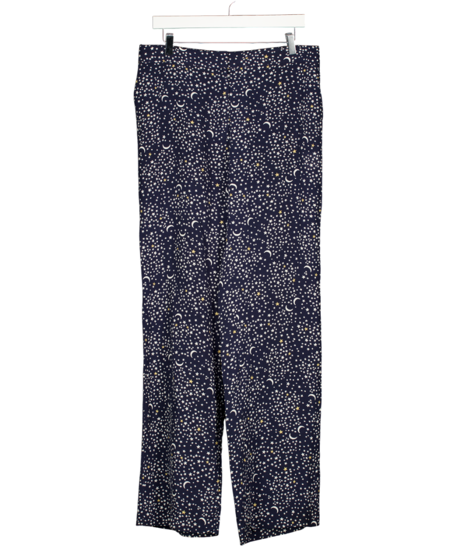 STELLA MCCARTNEY Navy Blue Moon & Start Print Silk Trousers It46 UK 14