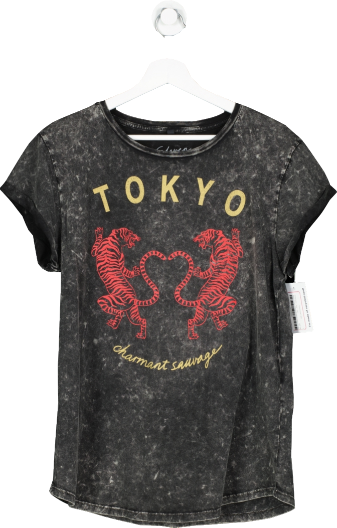 eleven loves Grey Tokyo Printed T Shirt UK L