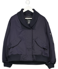 ASOS Design Knitted Collar Bomber Jacket In Navy Blue UK S