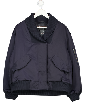 ASOS Design Knitted Collar Bomber Jacket In Navy Blue UK S