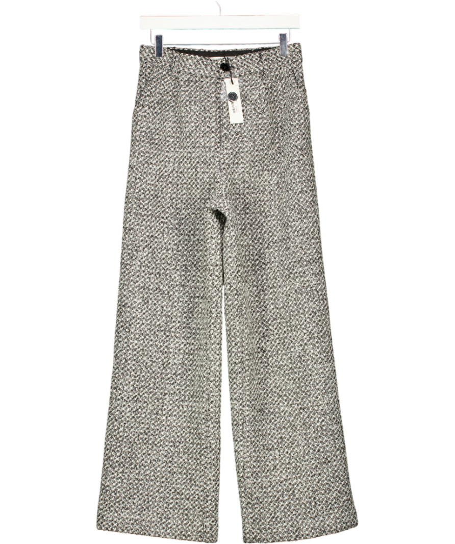 Commense White Wool-blend Tweed Pants UK S