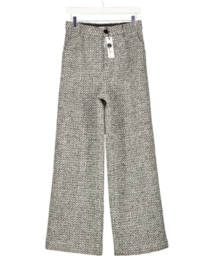 Commense White Wool-blend Tweed Trousers UK S